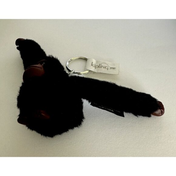 DESIGNER Kipling Monkey DAVINA Key Chain Fob BLACK Fur Collectible Bag Charm - Picture 5 of 8